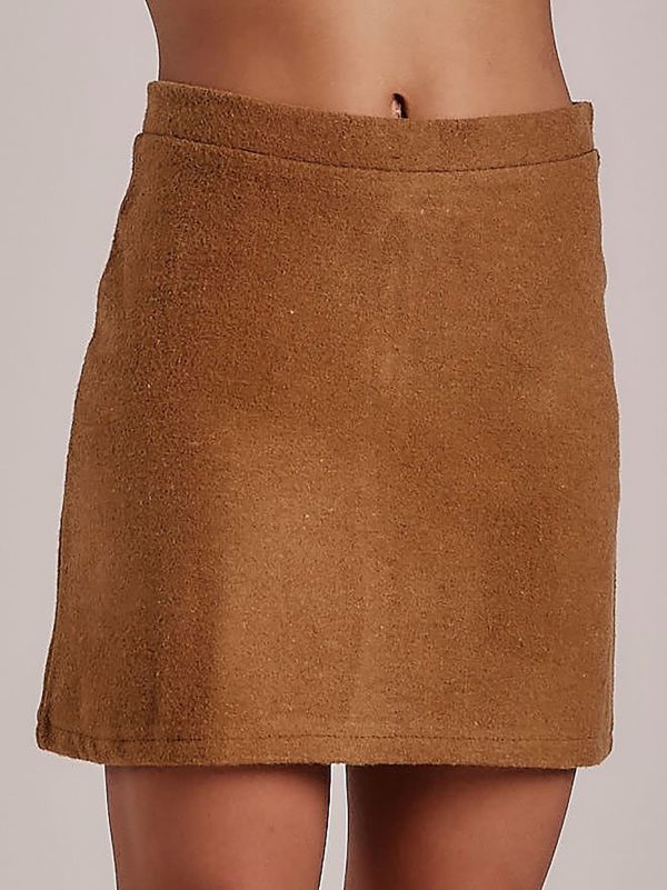 Wholesale Light brown trapezoidal mini skirt