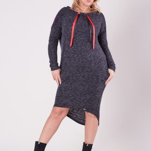 Wholesale Plus Size Graphite Asymmetric Dress