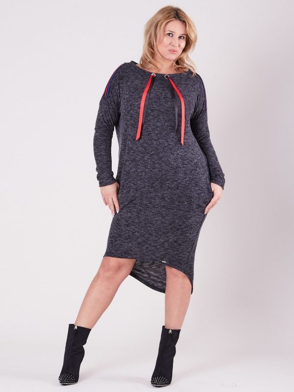 Wholesale Plus Size Graphite Asymmetric Dress