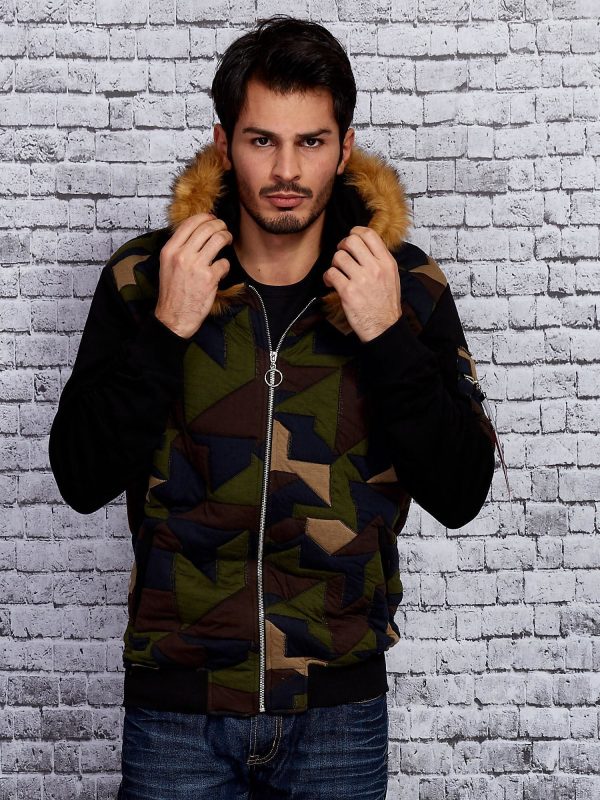 Wholesale Khaki sweatshirt for men with fur hoodie