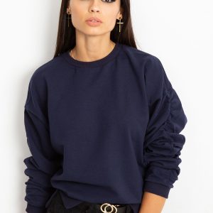 Wholesale Navy blue sweatshirt for women with ruffled sleeves