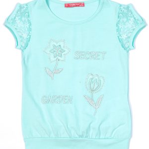 Wholesale Mint t-shirt for girl with flowers