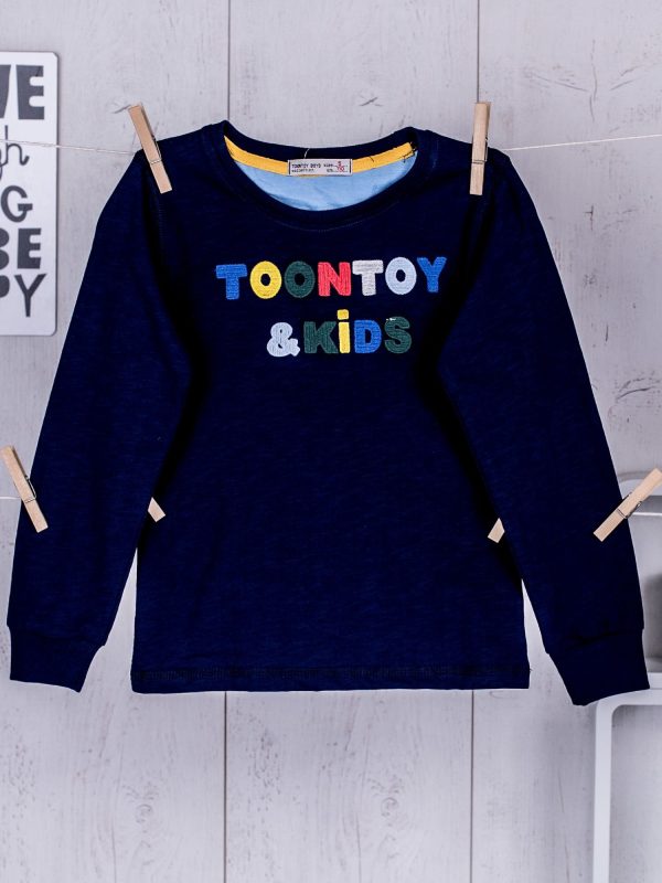 Wholesale Navy blue blouse for boy with emblazoned inscription