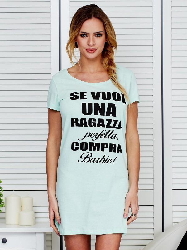 Wholesale Cotton nightgown with inscriptions mint