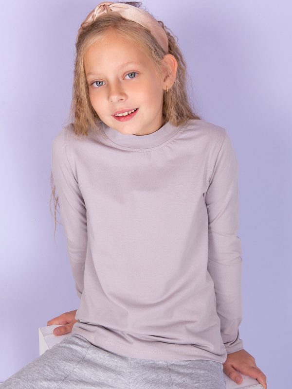 Wholesale Dark beige children's blouse with half turtleneck