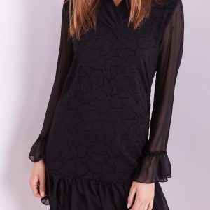 Wholesale Black dress with delicate floral pattern