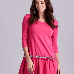 Wholesale Dark pink dress with contrasting frill