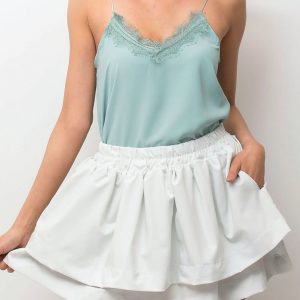 Wholesale Light blue skirt with layered ruffles