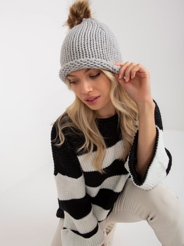 Wholesale Light Grey Women's Knitted Hat