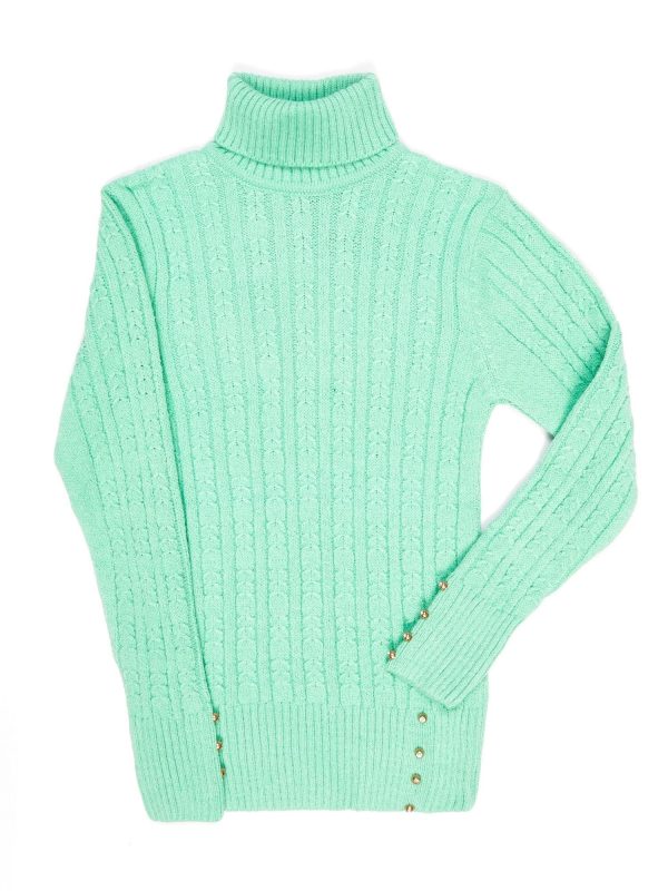 Wholesale Green sweater for girl with turtleneck