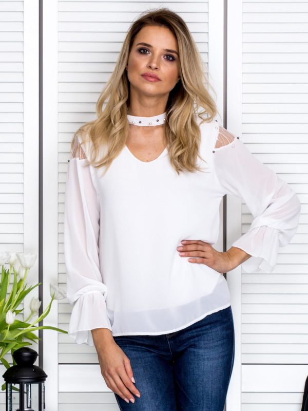 Wholesale Fairy blouse with choker and pearls white