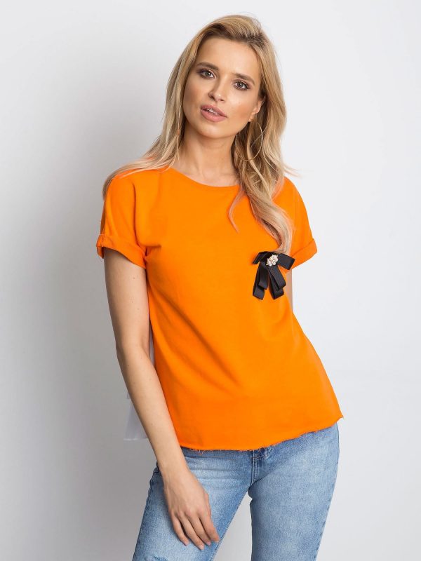 Wholesale Dark orange blouse with pin and shirt back