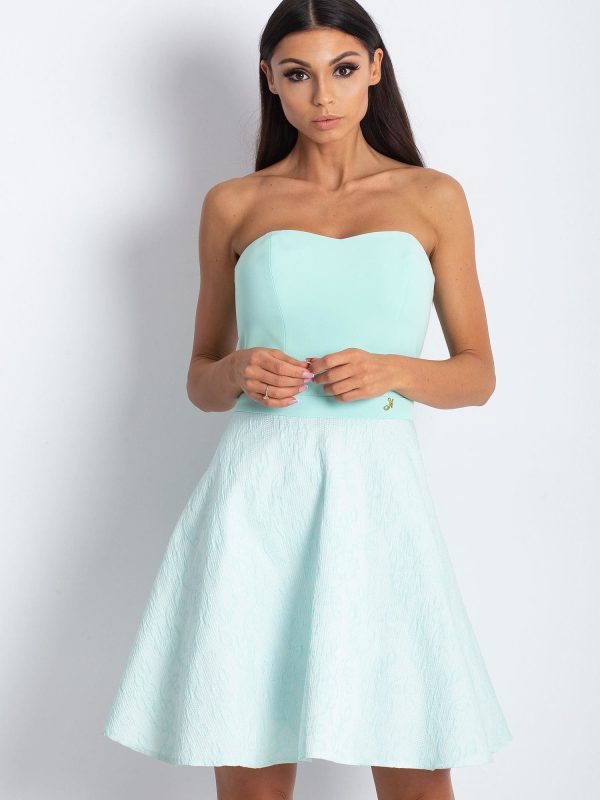 Wholesale Mint flared strapless dress