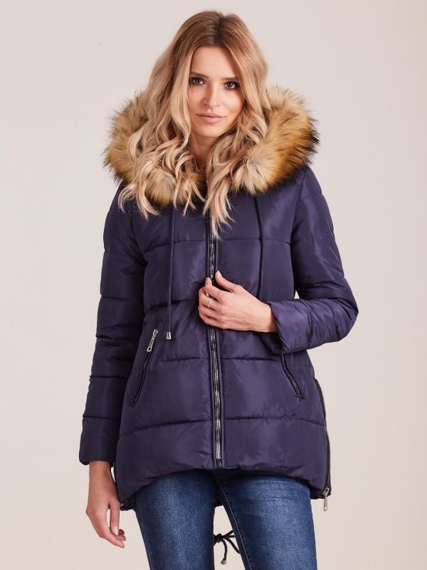 Wholesale Navy blue winter jacket with fur