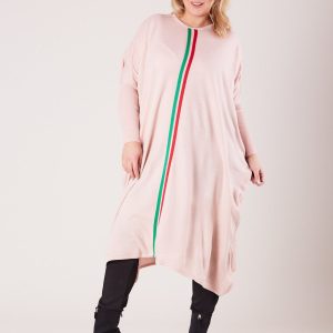 Wholesale Pale Pink Long Loose Plus Size Sweater