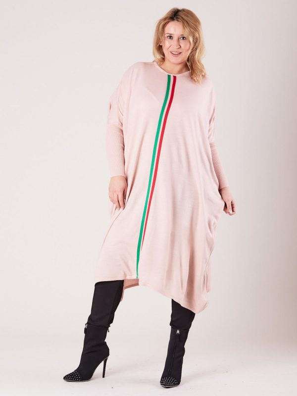 Wholesale Pale Pink Long Loose Plus Size Sweater