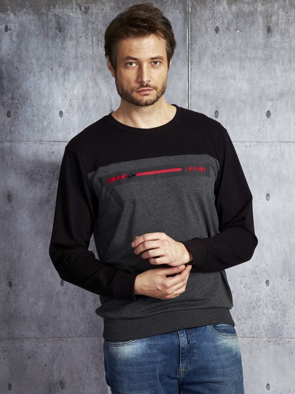 Wholesale Dark grey sweatshirt for men with zipper