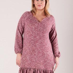 Wholesale Burgundy dress with ruffle PLUS SIZE