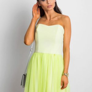 Wholesale Lime Strapless Tulle Dress