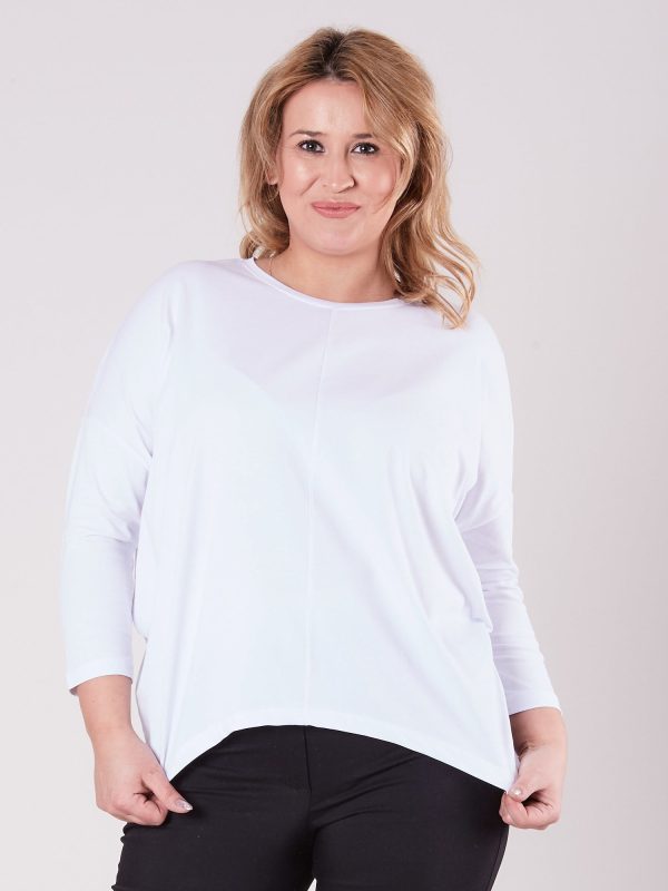 Wholesale White asymmetrical blouse for women PLUS SIZE