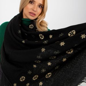 Wholesale Women's Black Shawl with Prints