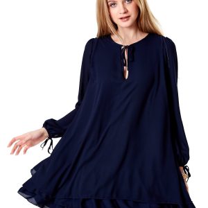 Wholesale Navy blue oversize dress with layered ruffles