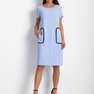 Wholesale Blue dress with pockets