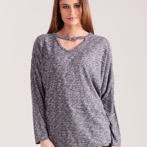 Wholesale Dark grey melange oversize blouse