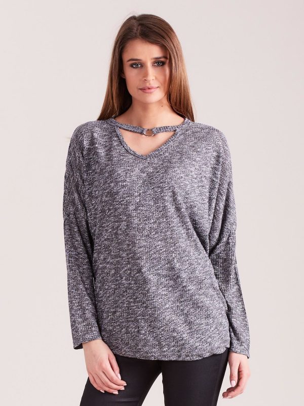 Wholesale Dark grey melange oversize blouse