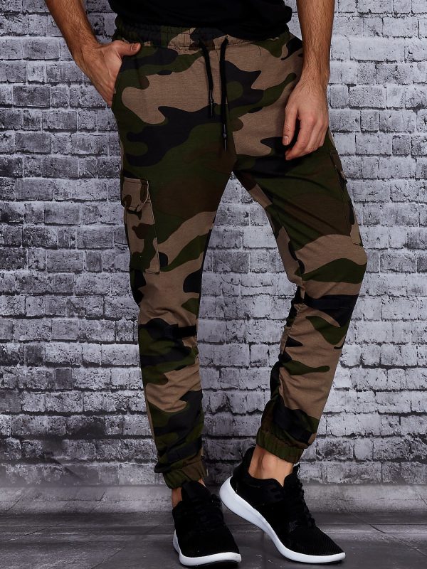 Wholesale Beige men's joggers with camo motif