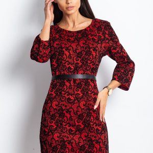 Wholesale Red Elegant Lace Pattern Dress