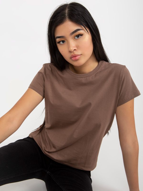 Wholesale Brown Classic Basic T-Shirt in Peachy Cotton