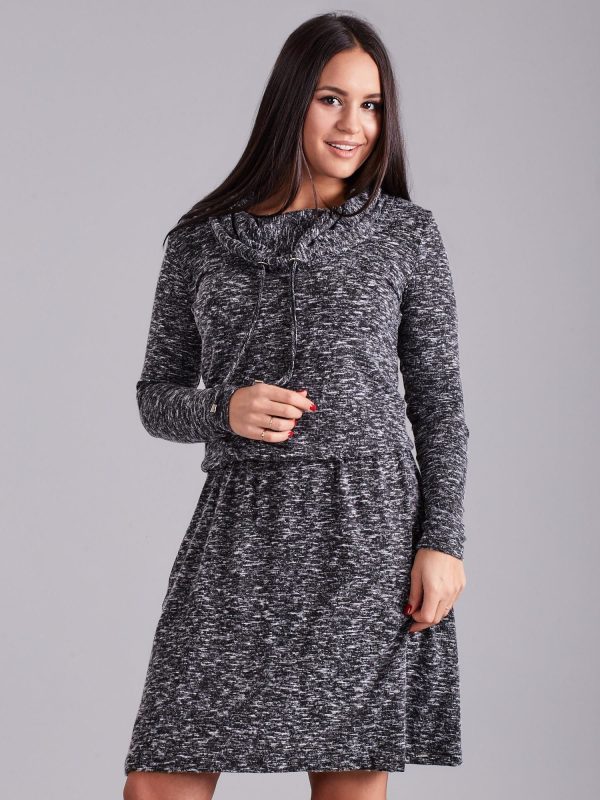 Wholesale Grey melange dress with stripes