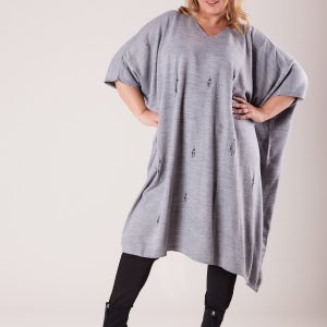 Wholesale Gray Plus Size Long Sweater