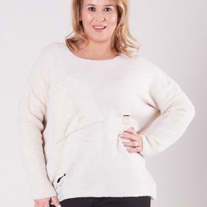 Wholesale Beige Plus Size Loose Sweater