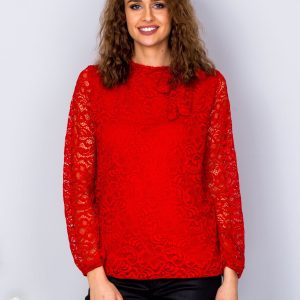 Wholesale Red lace blouse with binding