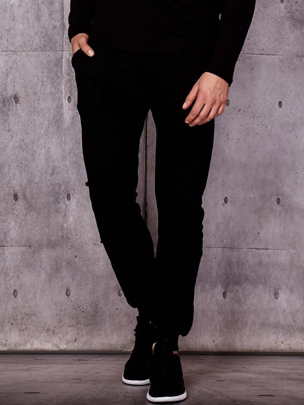 Wholesale Black sweatpants with strict trim