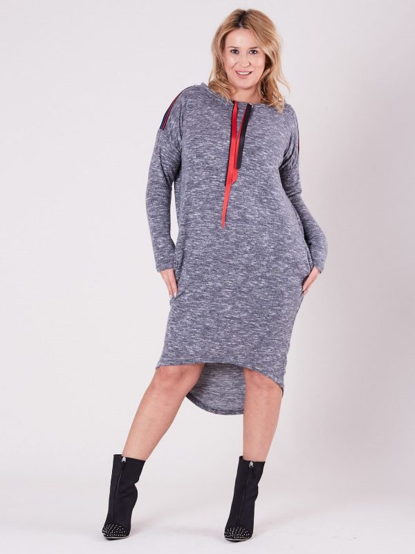 Wholesale Gray asymmetrical dress PLUS SIZE