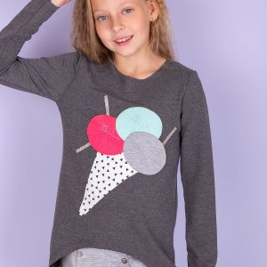 Wholesale Dark gray tunic for a girl with a Patch