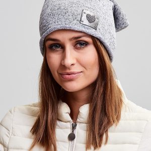 Wholesale Padded cotton beanie hat with a dark grey