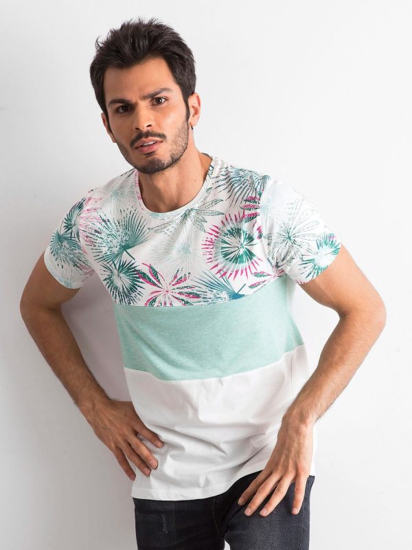 Wholesale Light green t-shirt with tropical print