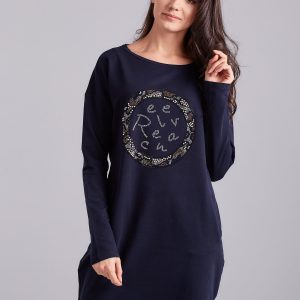 Wholesale Navy blue dress for women with appliqué