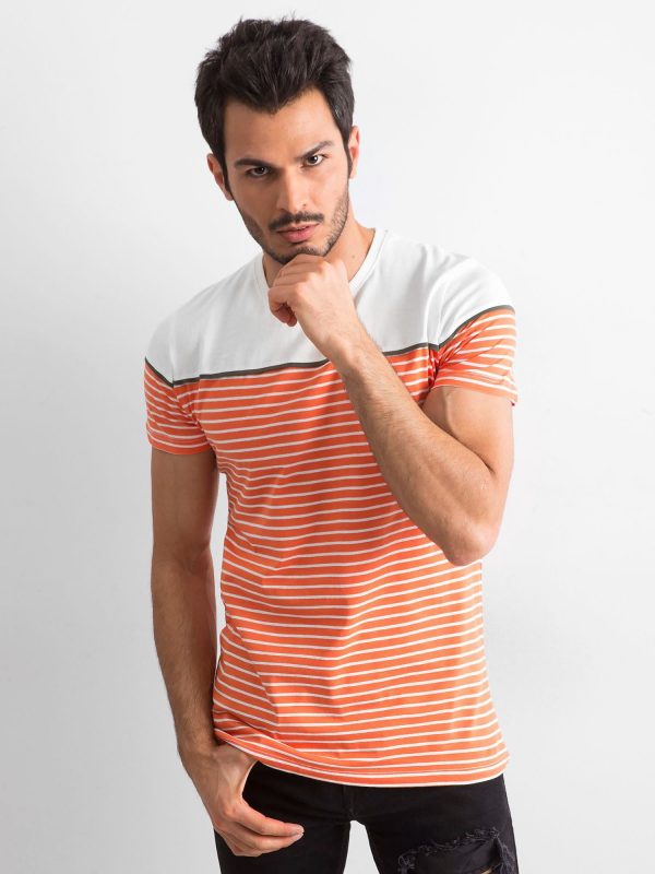 Wholesale Orange Striped Men's T-Shirt