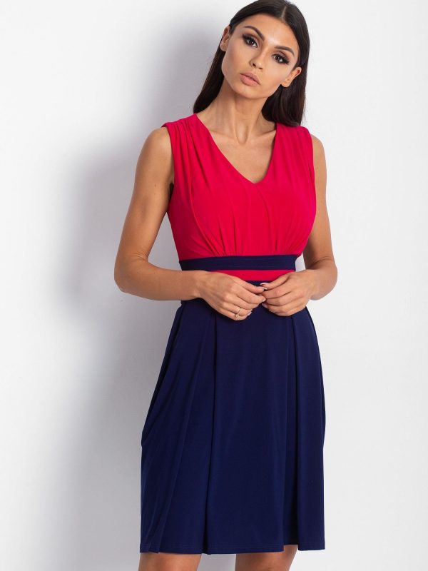 Wholesale Navy blue dress with triangular neckline