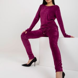 Wholesale Purple two-piece velour set Clarisa RUE PARIS