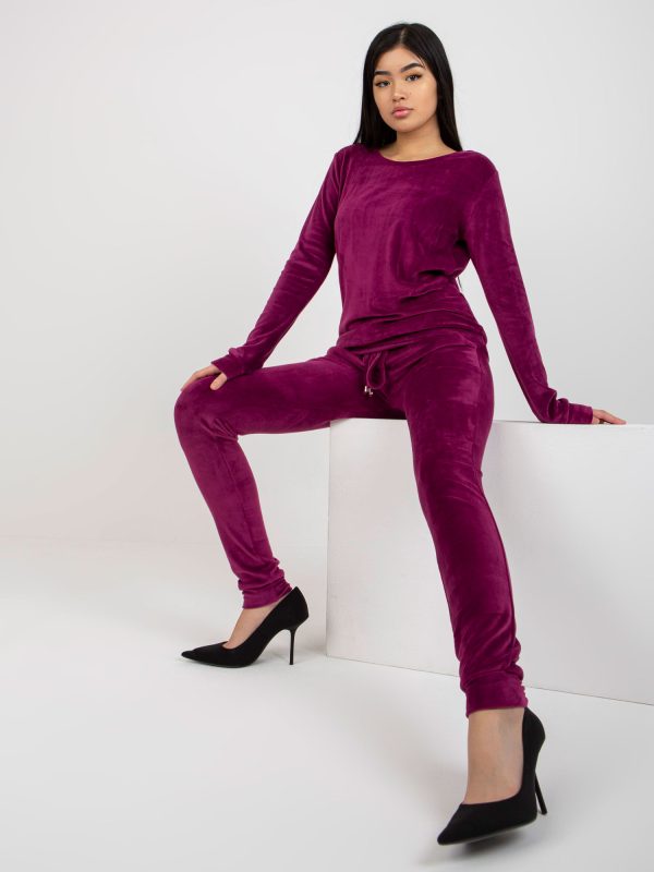 Wholesale Purple two-piece velour set Clarisa RUE PARIS