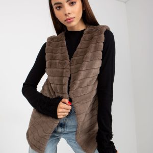 Wholesale Brown fur vest with Softy lining OCH BELLA