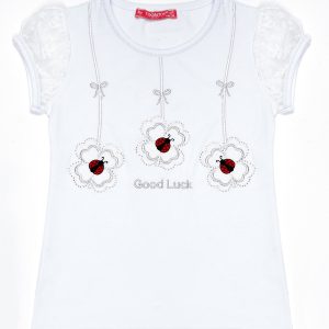 Wholesale White T-shirt for girl with ladybugs