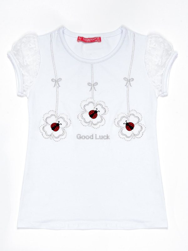 Wholesale White T-shirt for girl with ladybugs