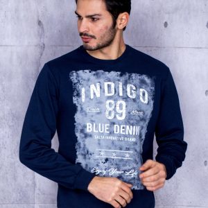 Wholesale Navy blue padded sweatshirt for men with print